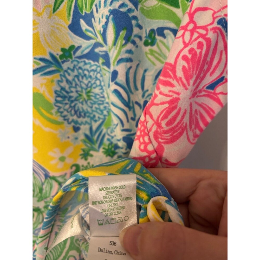 Lilly Pulitzer Donna tunic shirt blouse Bright Floral Sleeveless top women’s SM - Picture 13 of 14
